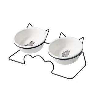 Comedero doble base gatito